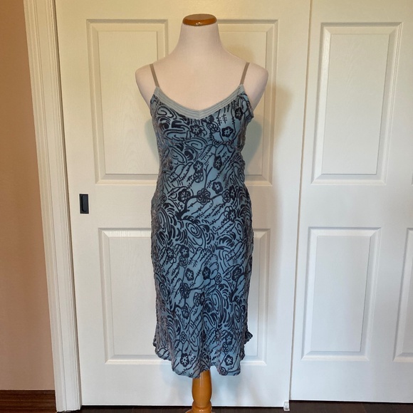 Free People Blue Burn Out Velvet Size 4 Dress - Picture 1 of 5